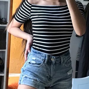 Black and white off the shoulder